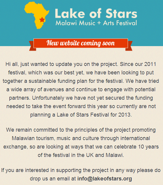 Lake Of Stars announcement