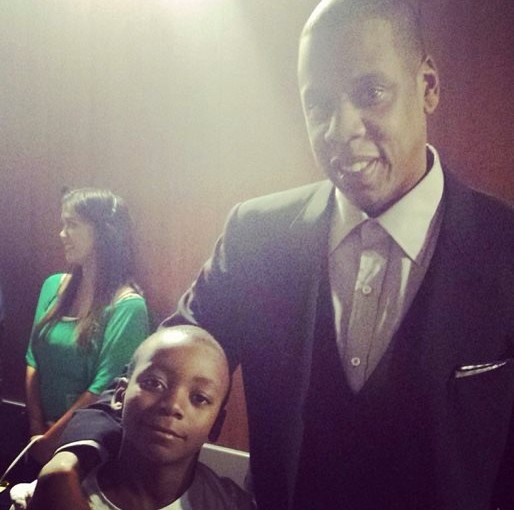 Picture of Madonna’s son, David Banda, with Jay Z at the 2014 Grammy Awards